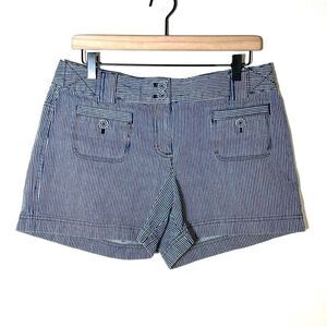 LOFT Blue and White Striped Women Shorts